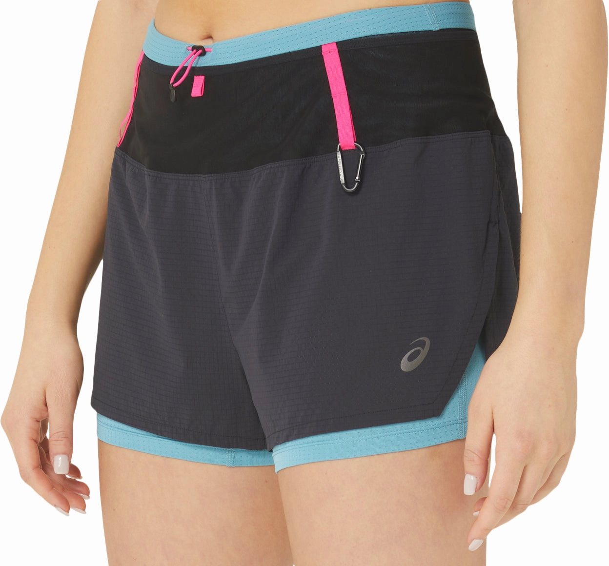 Asics FujiTrail 2 In 1 Womens Running Shorts - Black Soft Material