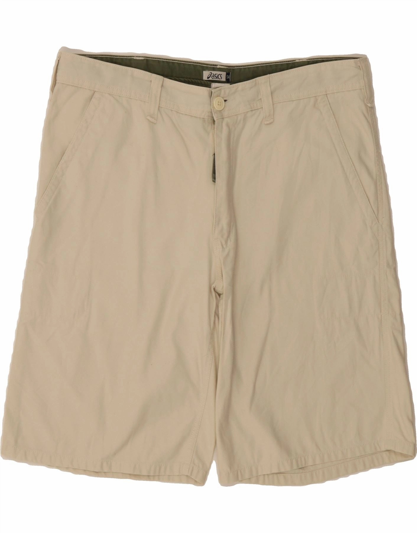 ASICS Mens Chino Shorts IT 54 2XL W38  Beige Cotton Abrasion Resistant Fabric