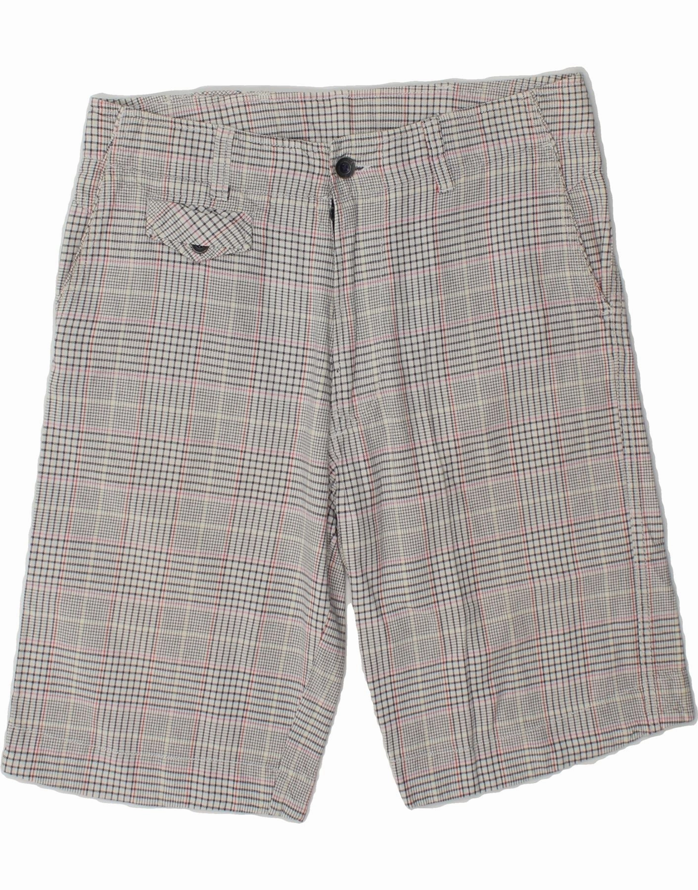 No Ride Up Silicone Grip Ombre effect DIESEL Mens Chino Shorts  W30 Medium Grey Check Cotton