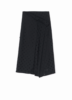 Twill Weave Texture WOOL/POLYESTER GABARDINE PLEATED WRAP SKIRT