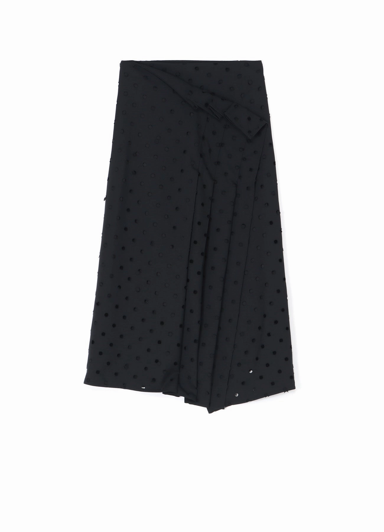 Twill Weave Texture WOOL/POLYESTER GABARDINE PLEATED WRAP SKIRT