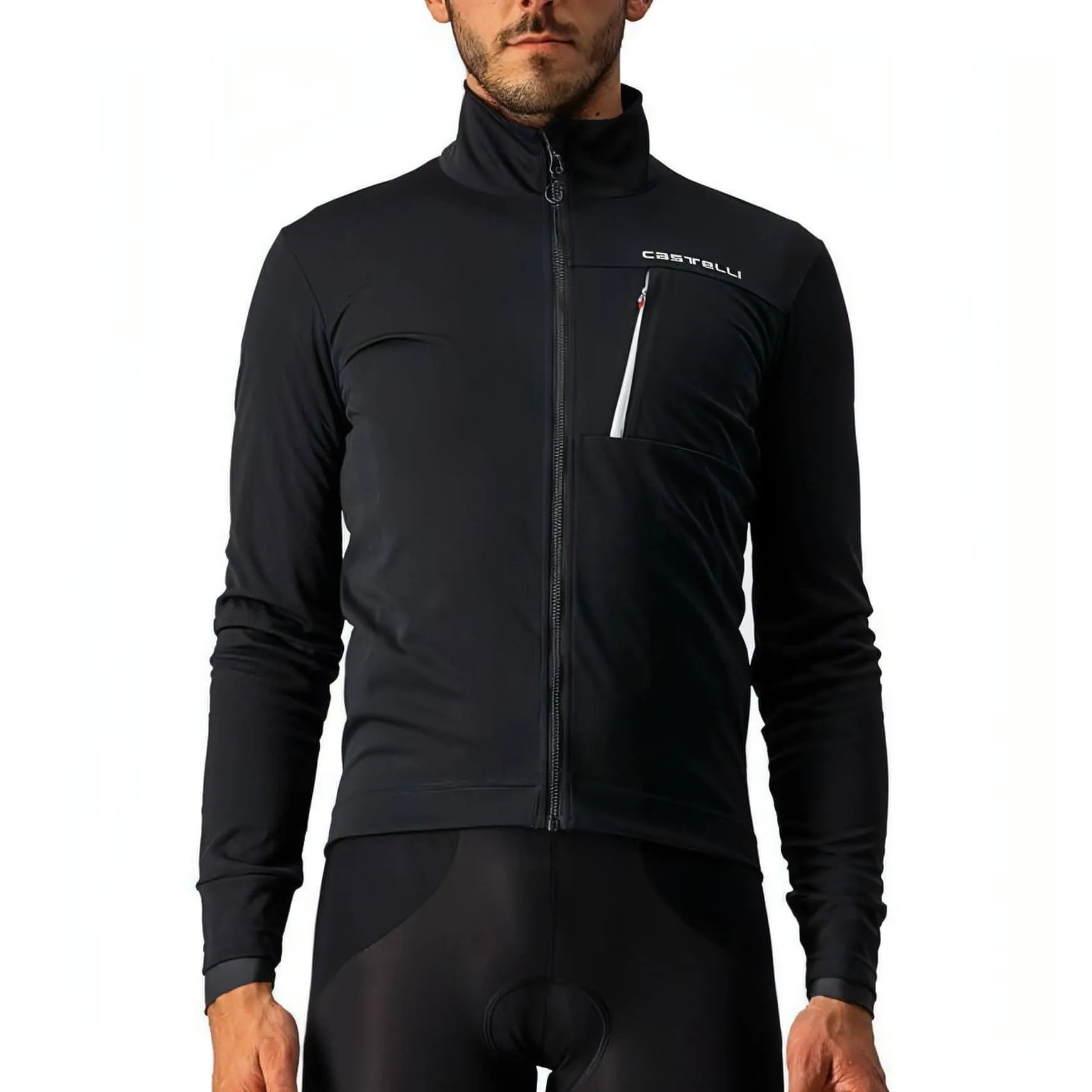 Convertible Collar Style Castelli GO Mens Cycling Jacket - Black