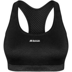 Shock Absorber Active Crop Top Womens Sports Bra - Black Striped activewear Pink active clothing