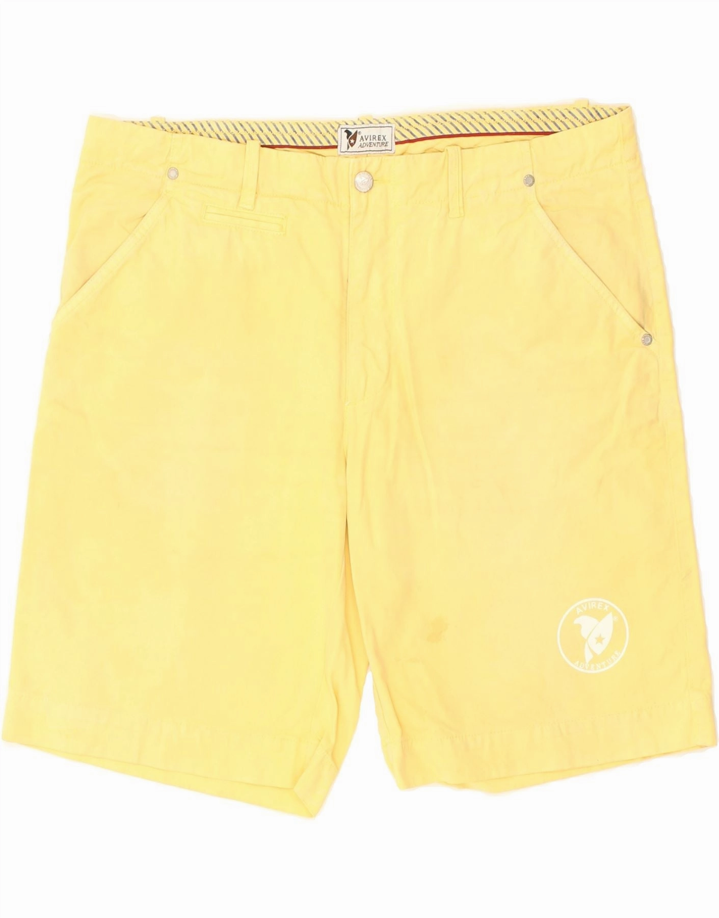 AVIREX Mens Chino Shorts W37 Large Yellow Cotton Versatile Style