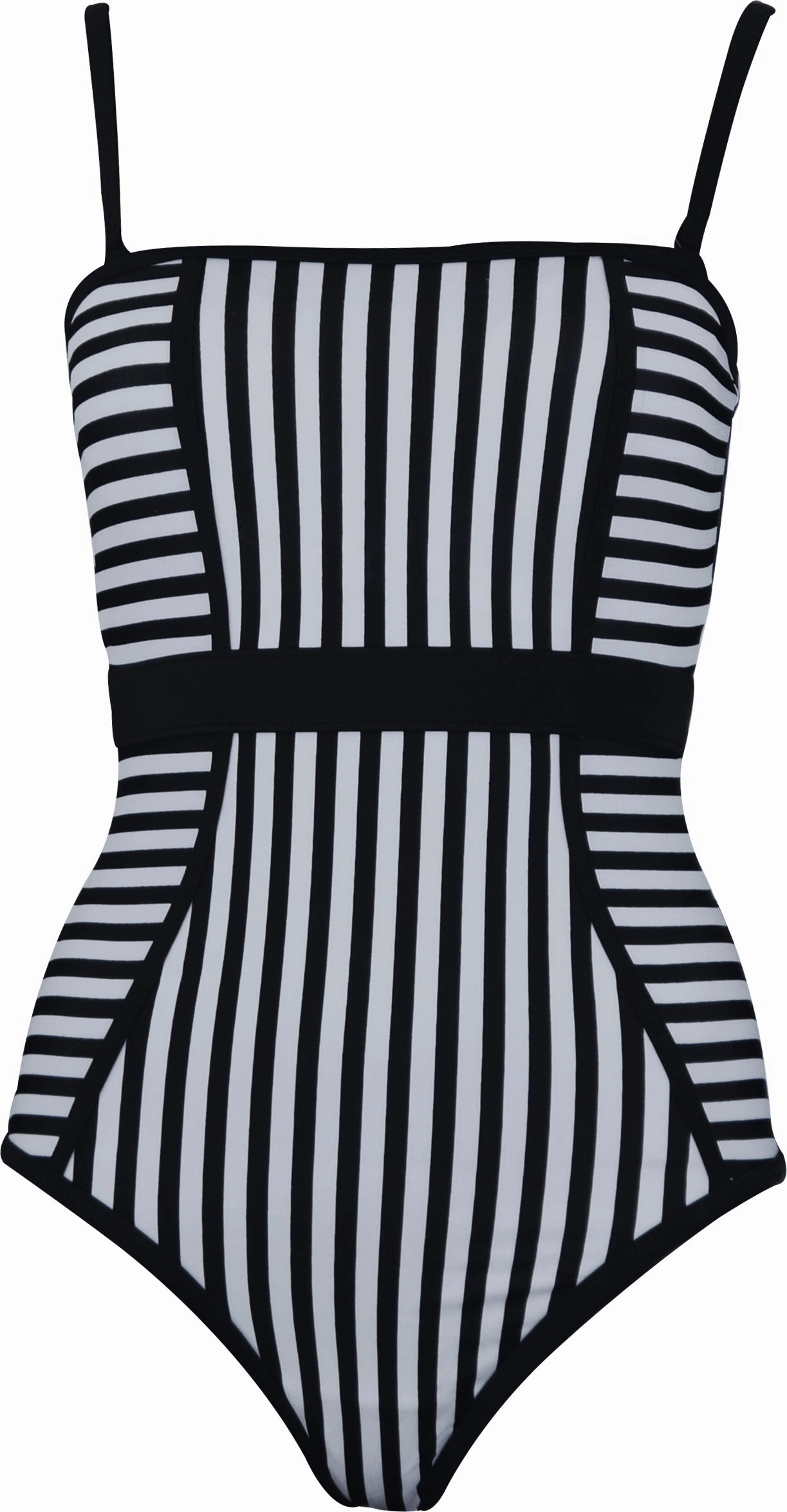 Avon Monochrome Stripe Womens Swimsuit - Black Machine-washable