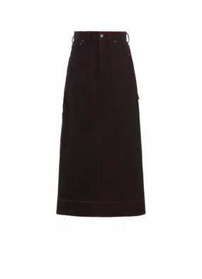 BACK RED BLACK DENIM SKIRT Simple Style Weekend Style