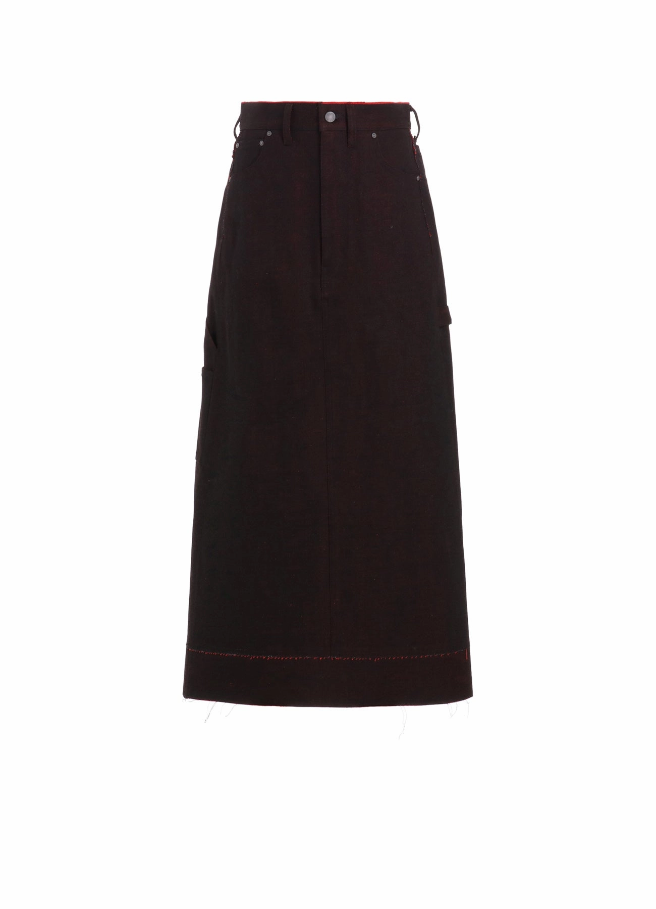 BACK RED BLACK DENIM SKIRT Simple Style Weekend Style