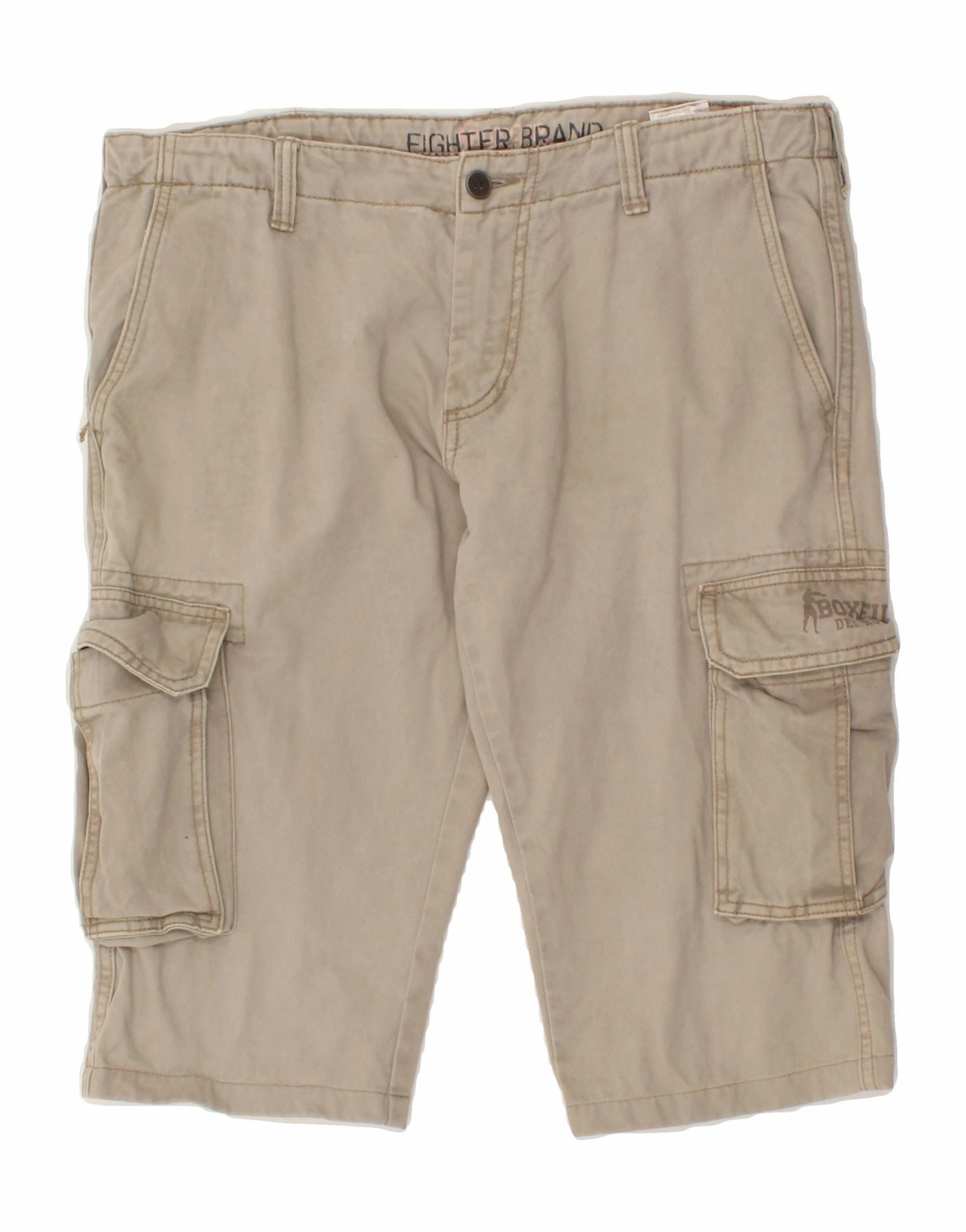 BOXEUR DES RUES Mens Cargo Shorts IT 52 XL W36  Grey Cotton Elastic hem