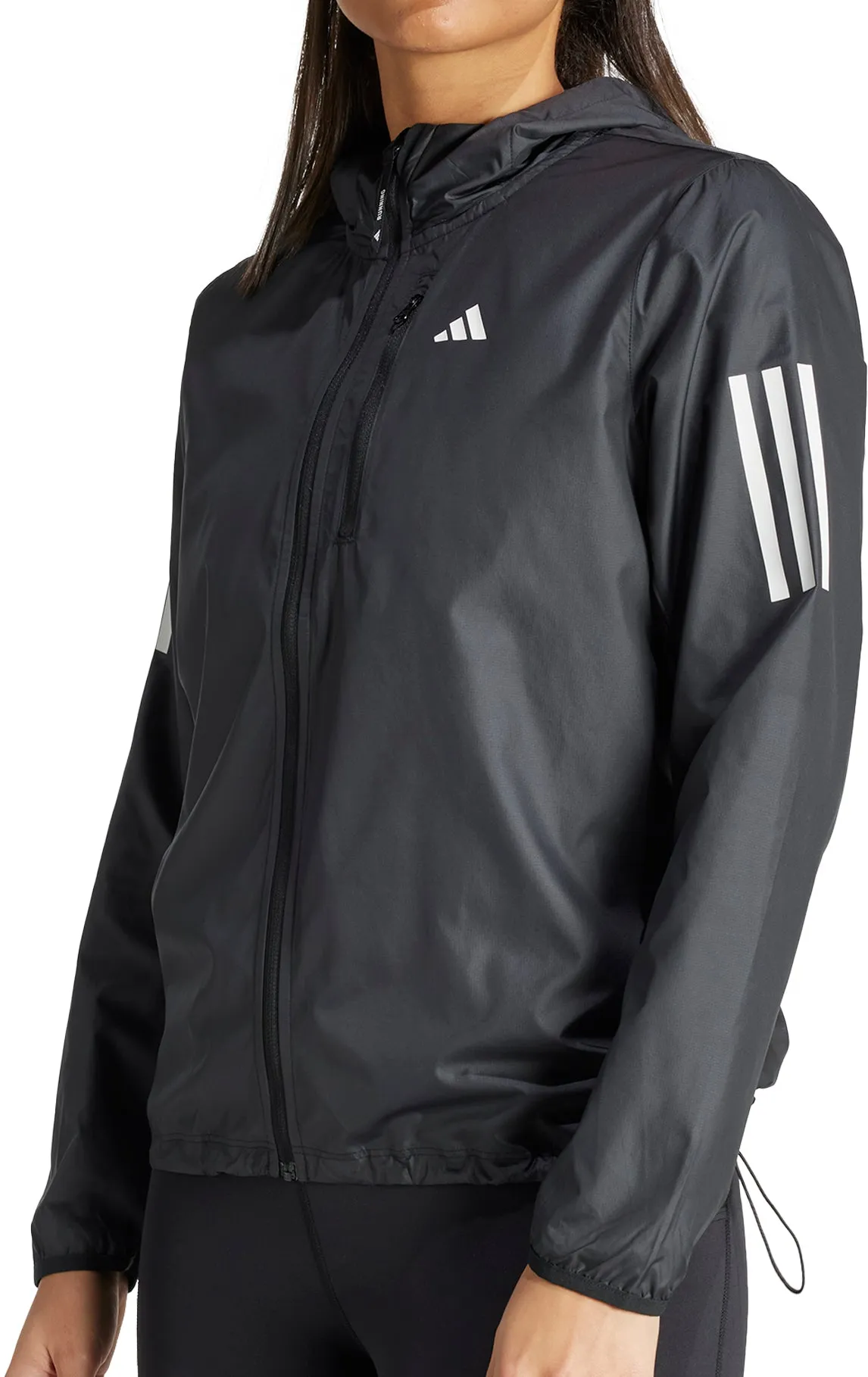 CompressionFit Moisture Wicking Technology adidas Own The Run Womens Running Jacket - Black