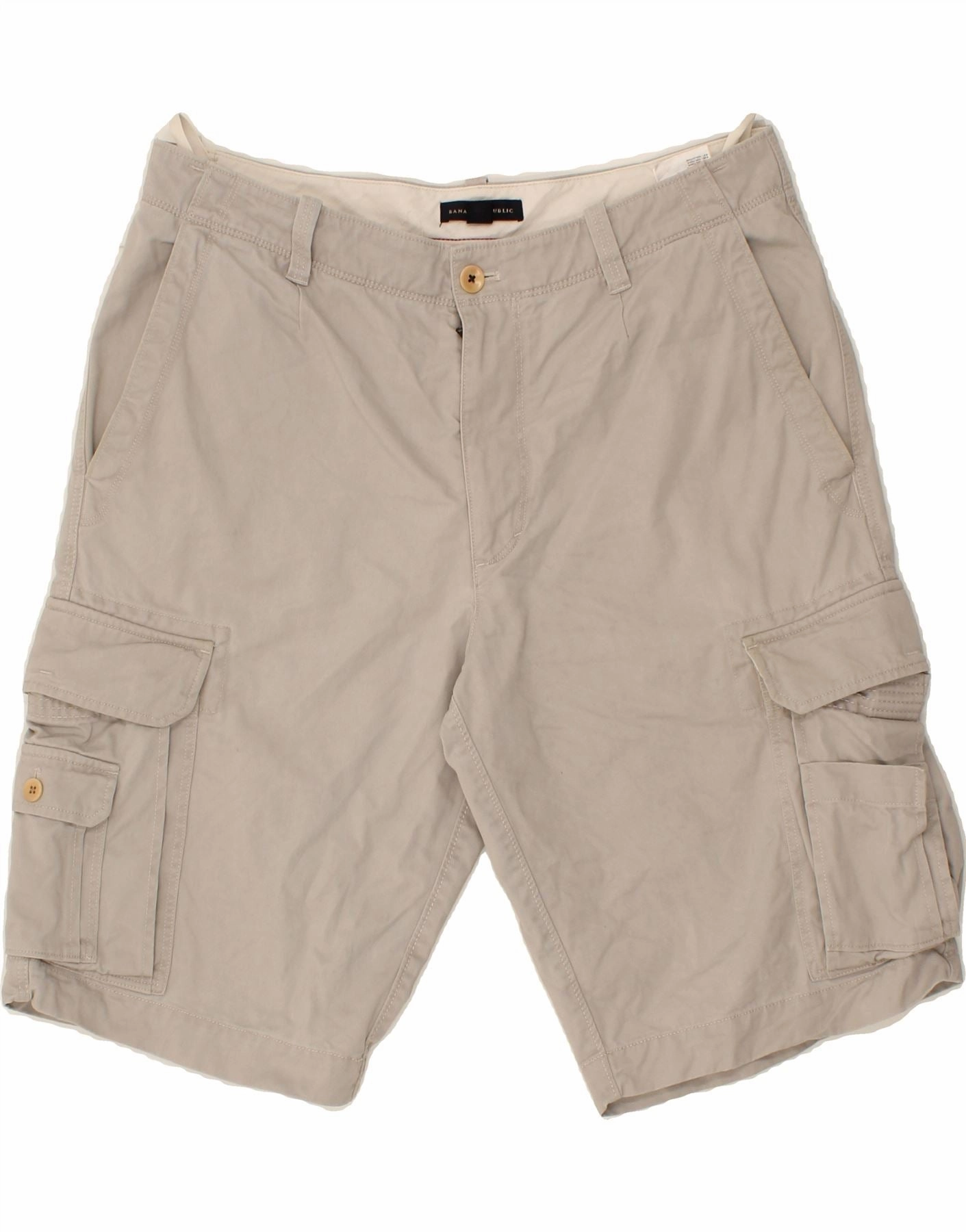 Summer Style LaserCutEdging BANANA REPUBLIC Mens Cargo Shorts W35 Large Beige Cotton