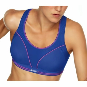Sleeveless seams Shock Absorber Ultimate Run Womens Sports Bra - Blue