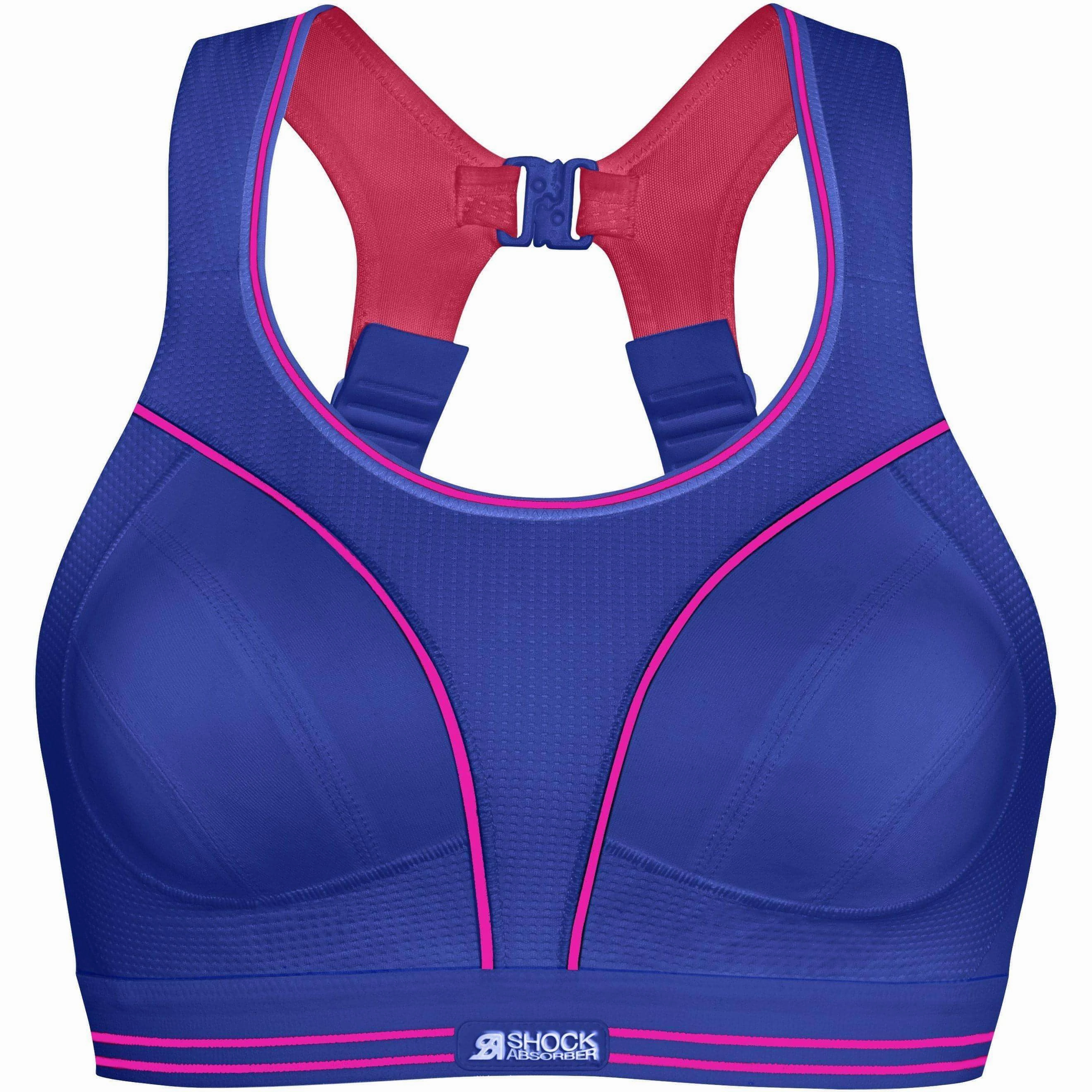 Shock Absorber Ultimate Run Womens Sports Bra - Blue Eco-friendly Racerback seams