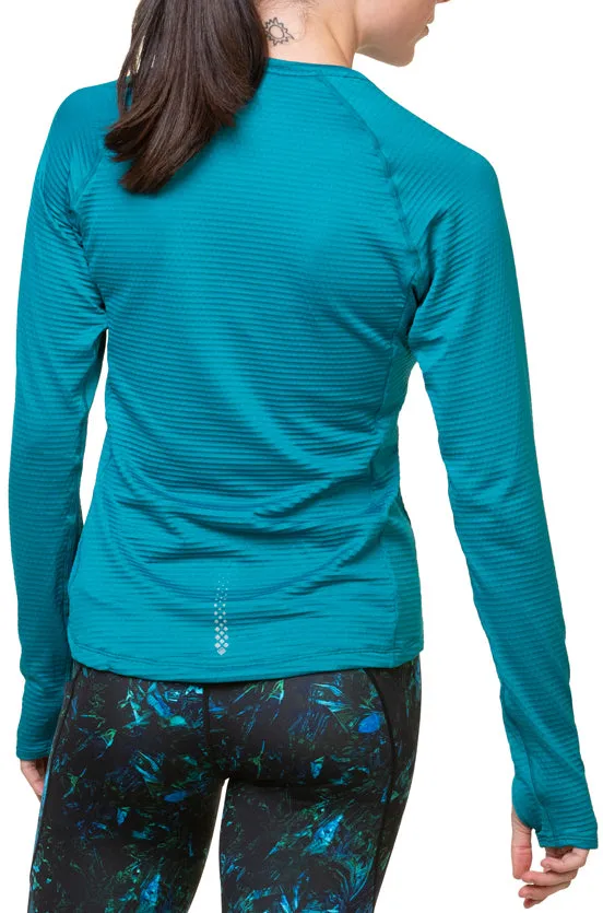 Ronhill Tech Winter Long Sleeve Womens Running Top - Blue Laser Cut Edges