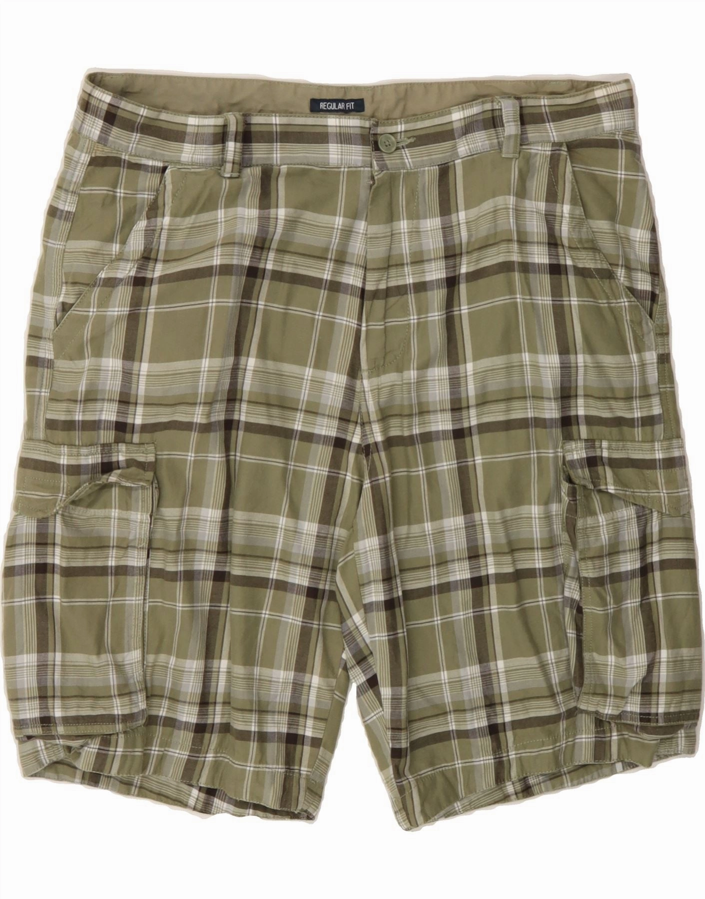 MoistureWickingLining CHAMPION Mens Regular Fit Cargo Shorts Large W36 Khaki Check Cotton
