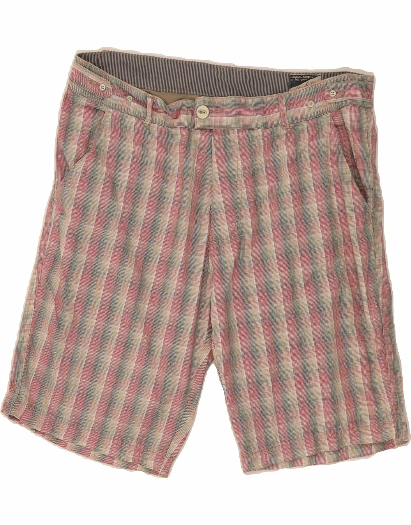 JACK & JONES Mens Chino Shorts XL W38 Multicoloured Check Cotton Luxury Feel
