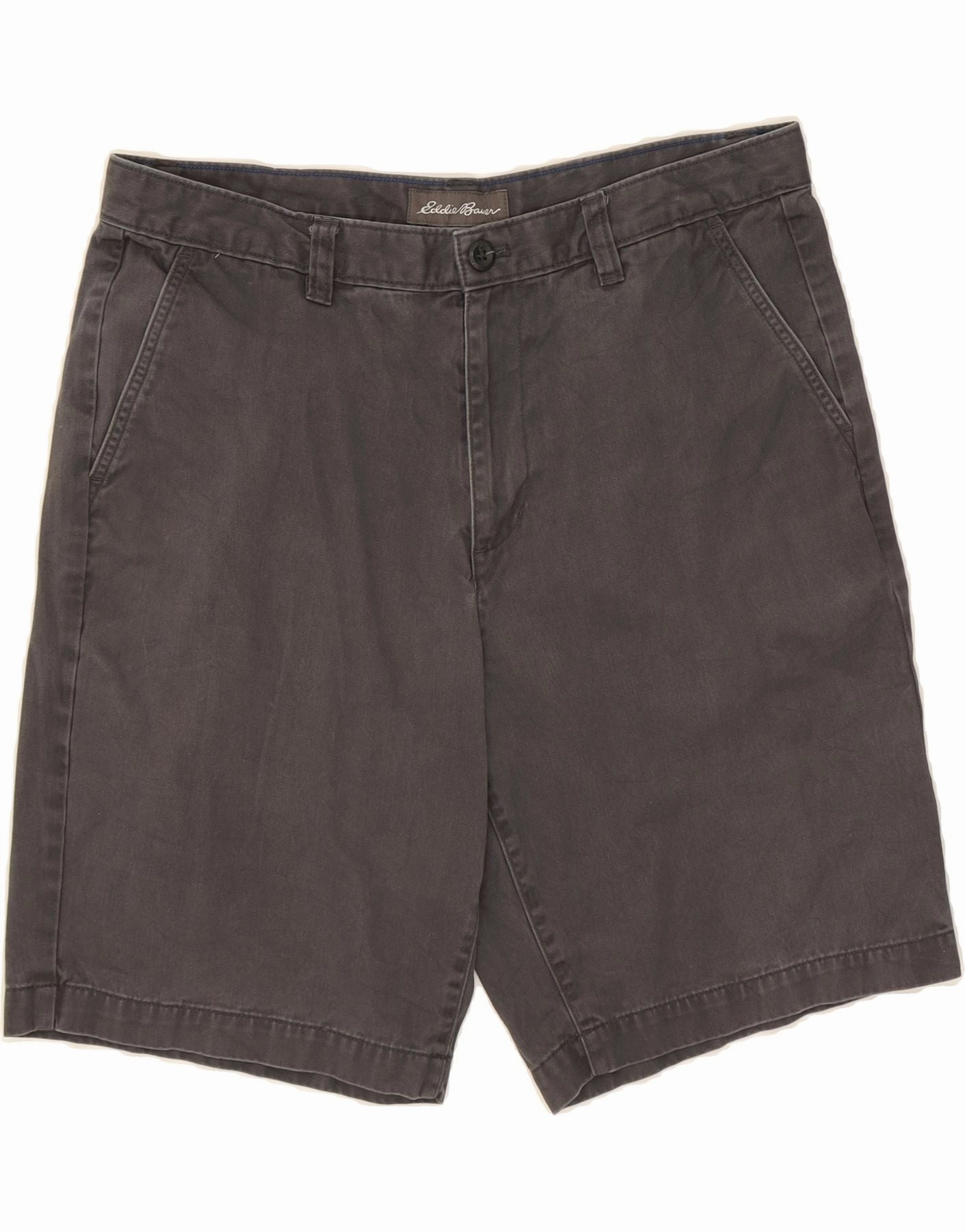 EDDIE BAUER Mens Chino Shorts W34 Large Grey Cotton elastic waistband RipstopMaterial