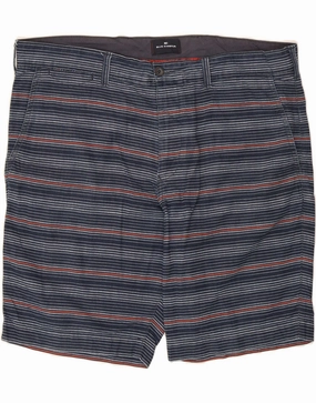 MARKS & SPENCER Mens Chino Shorts W40 XL Blue Pinstripe Cotton Stretch Layers