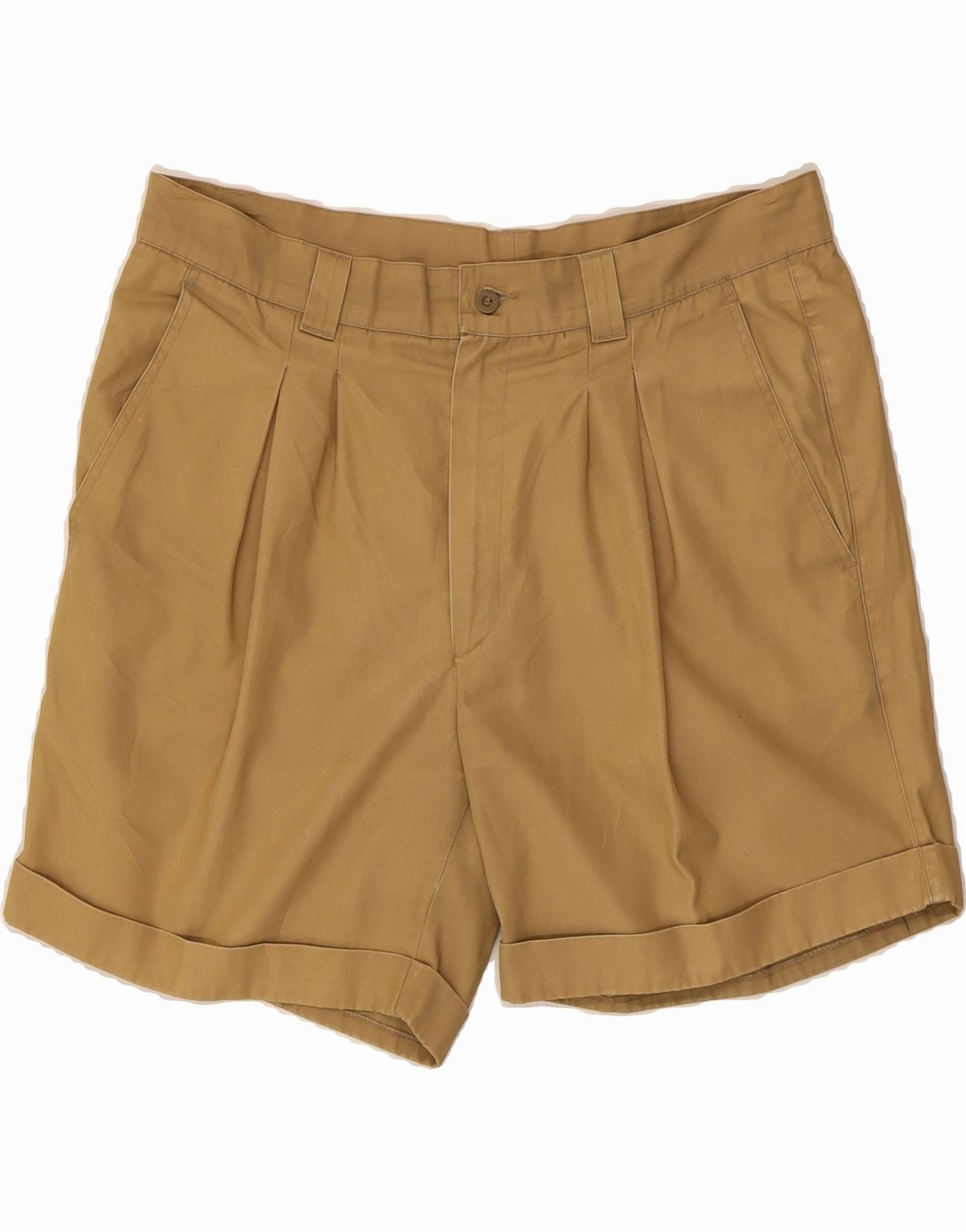 Slim performance Flexible Movement Cut VINTAGE Mens Pegged Chino Shorts W36 Large Beige