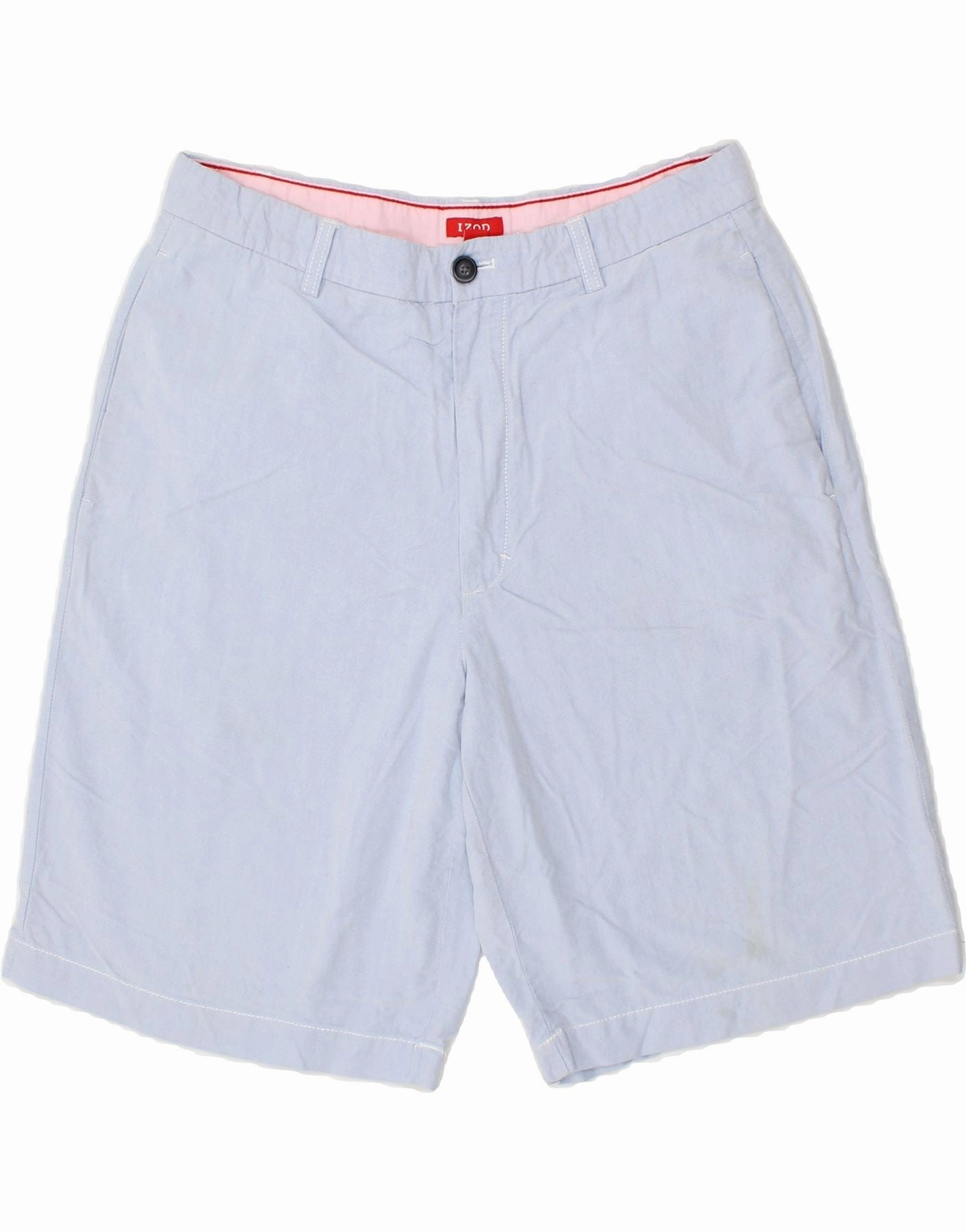 Cozy Style Abrasion Resistant Edges IZOD Mens Chino Shorts W34 Large Blue Cotton