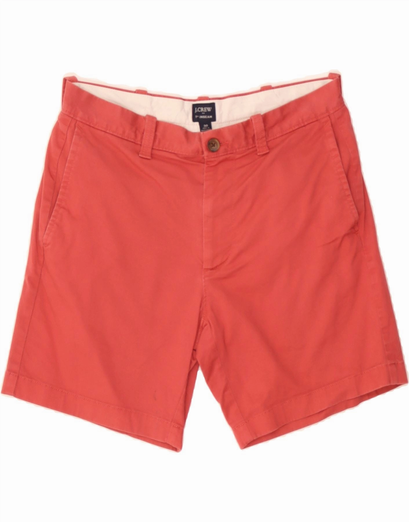 J. CREW Mens Chino Shorts W30 Medium  Red Cotton Eco Conscious Packaging Stay Active