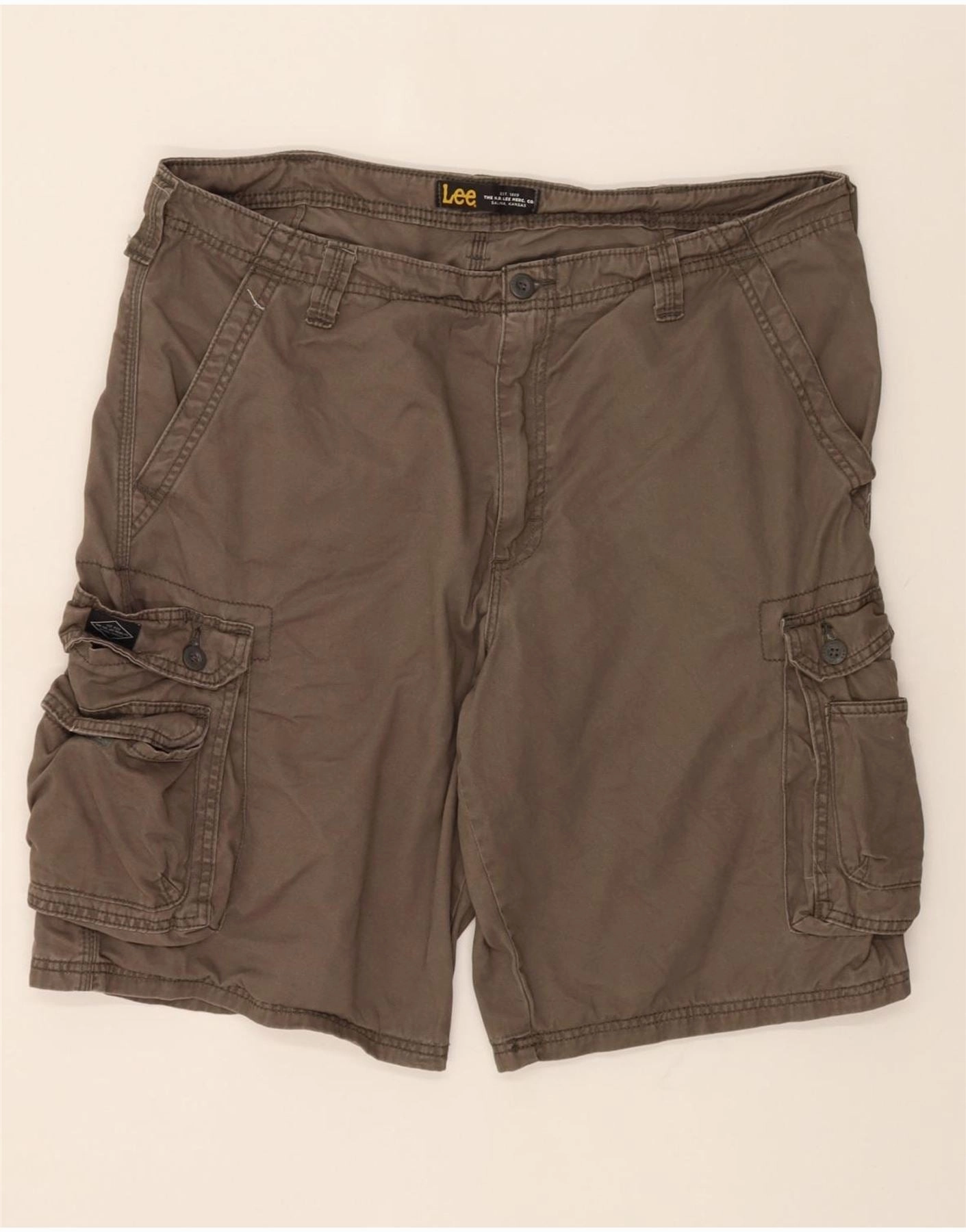 LEE Mens Cargo Shorts W38 XL Grey Cotton Chic Comfort UV Protective Coating