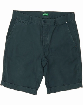 BENETTON Mens Chino Shorts IT 46 Small W34  Green Cotton Simple Comfort
