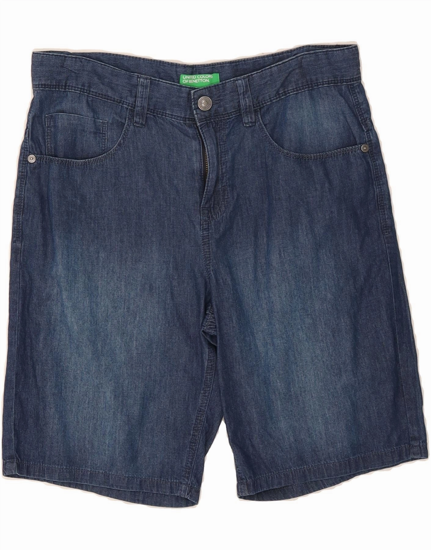 BENETTON Mens Denim Shorts W30 Medium Blue Sporty Edge