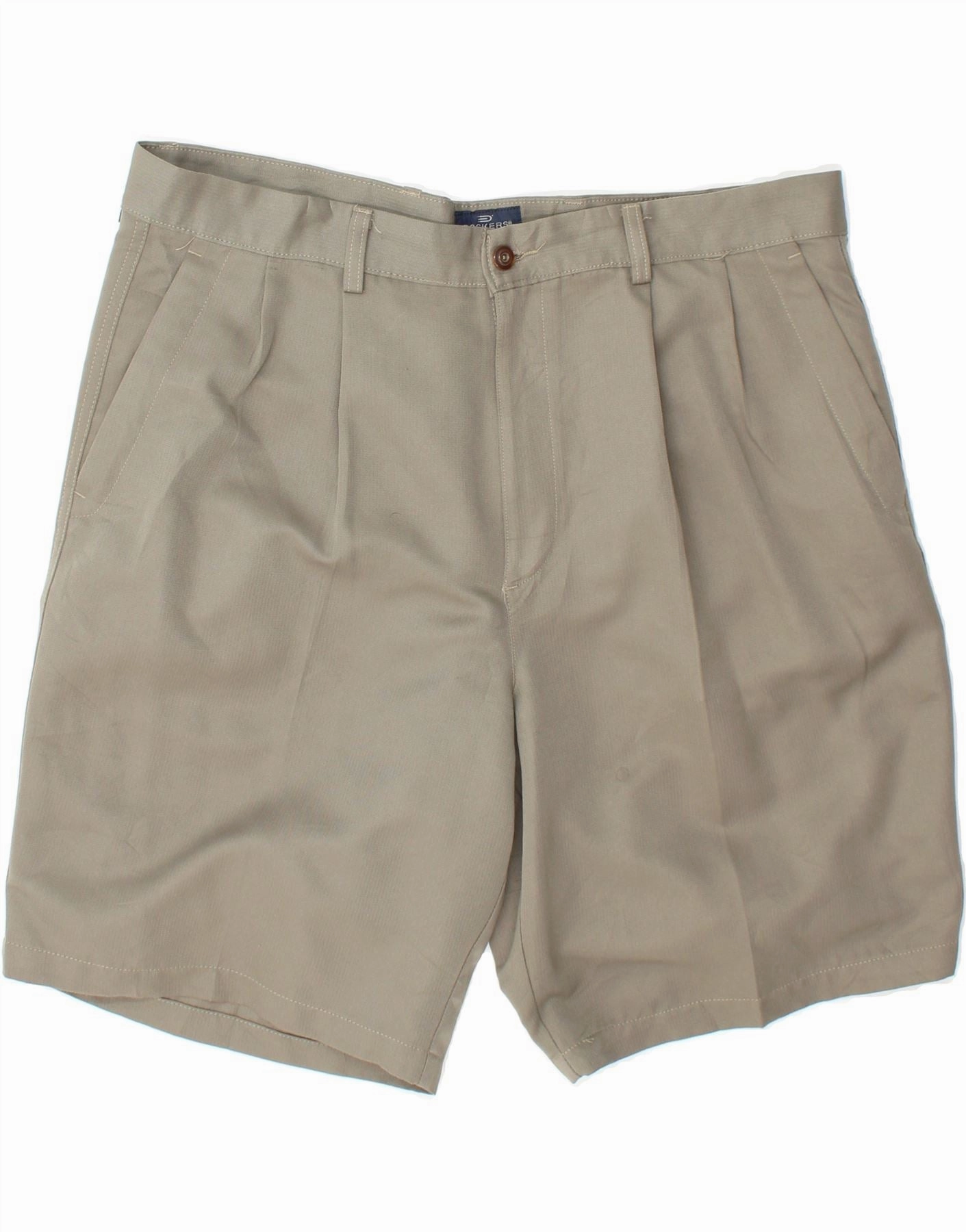 DOCKERS Mens Pegged Chino Shorts W38 XL Green Chevron Polyester All Weather Fit Contemporary Design