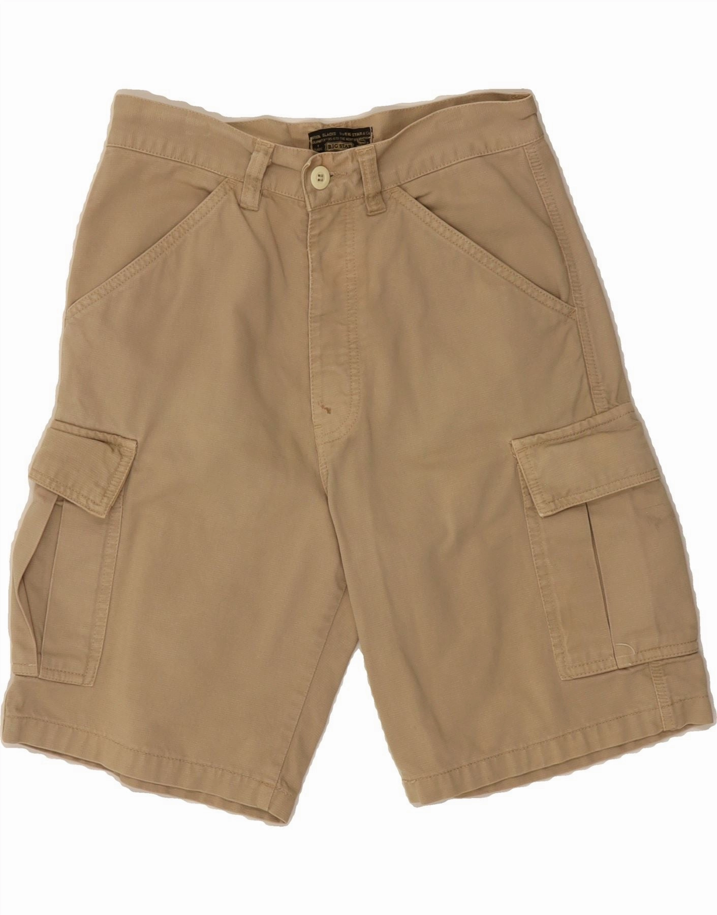 first day of school Secure Pocket Zippers BIG STAR Mens Cargo Shorts W29 Small Beige Cotton