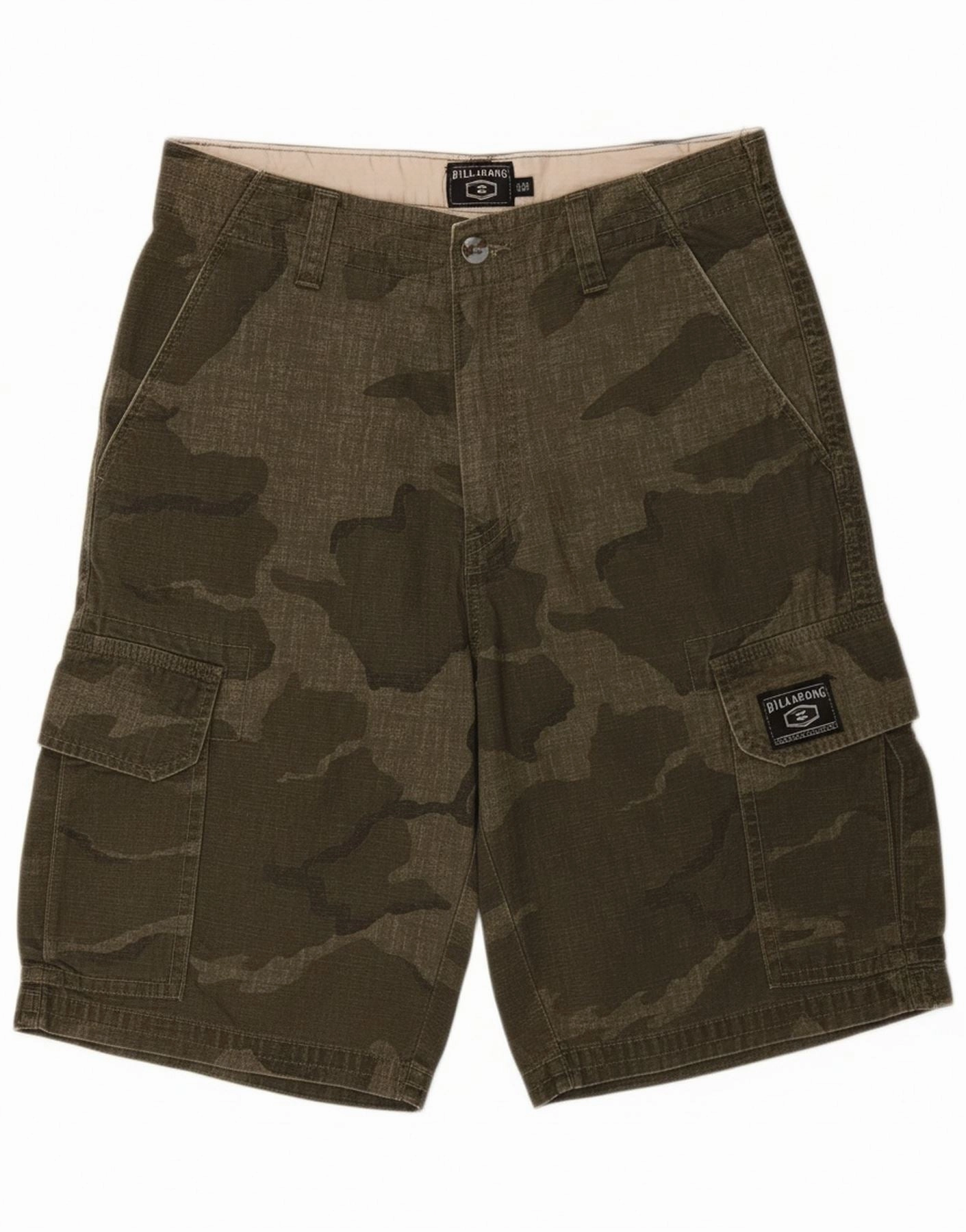 Body Movement BILLABONG Mens Cargo Shorts W30 Medium Khaki Camouflage Cotton