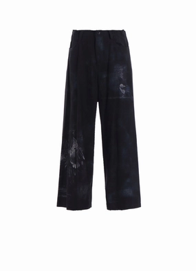 BIRD PRINT DENIM LONG STRAIGHT PANTS Sport Layer Adjustable loop
