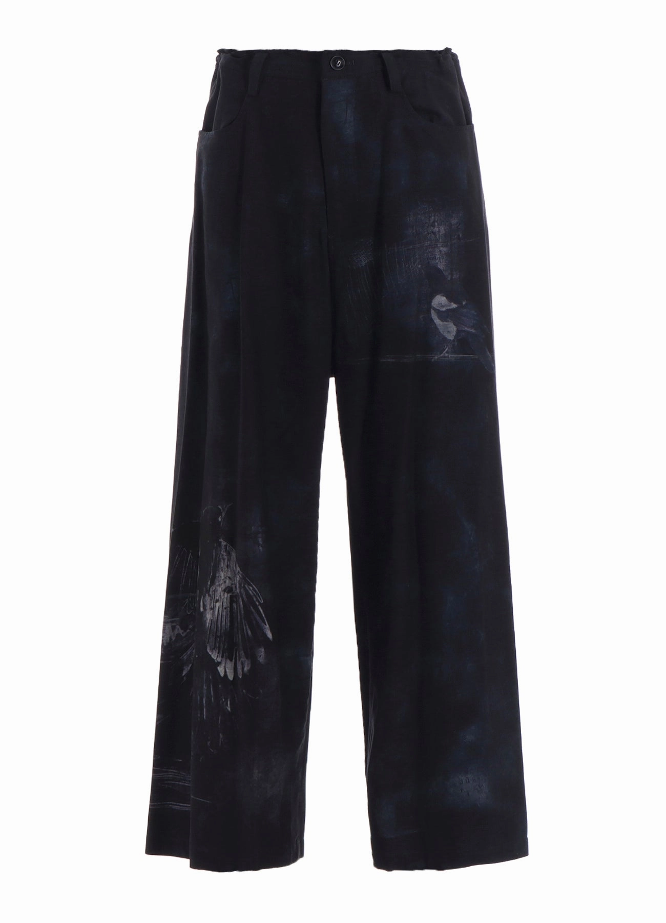 Simple and Cozy BIRD PRINT DENIM LONG STRAIGHT PANTS