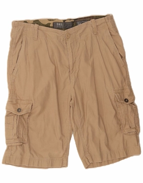 Laser Cut Edges BKE Mens Cargo Shorts W34 Large  Beige Cotton