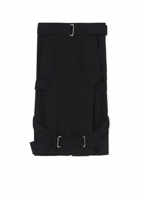 BLACK DENIM CROSSED BELT SKIRT No Gap Waist soft fit