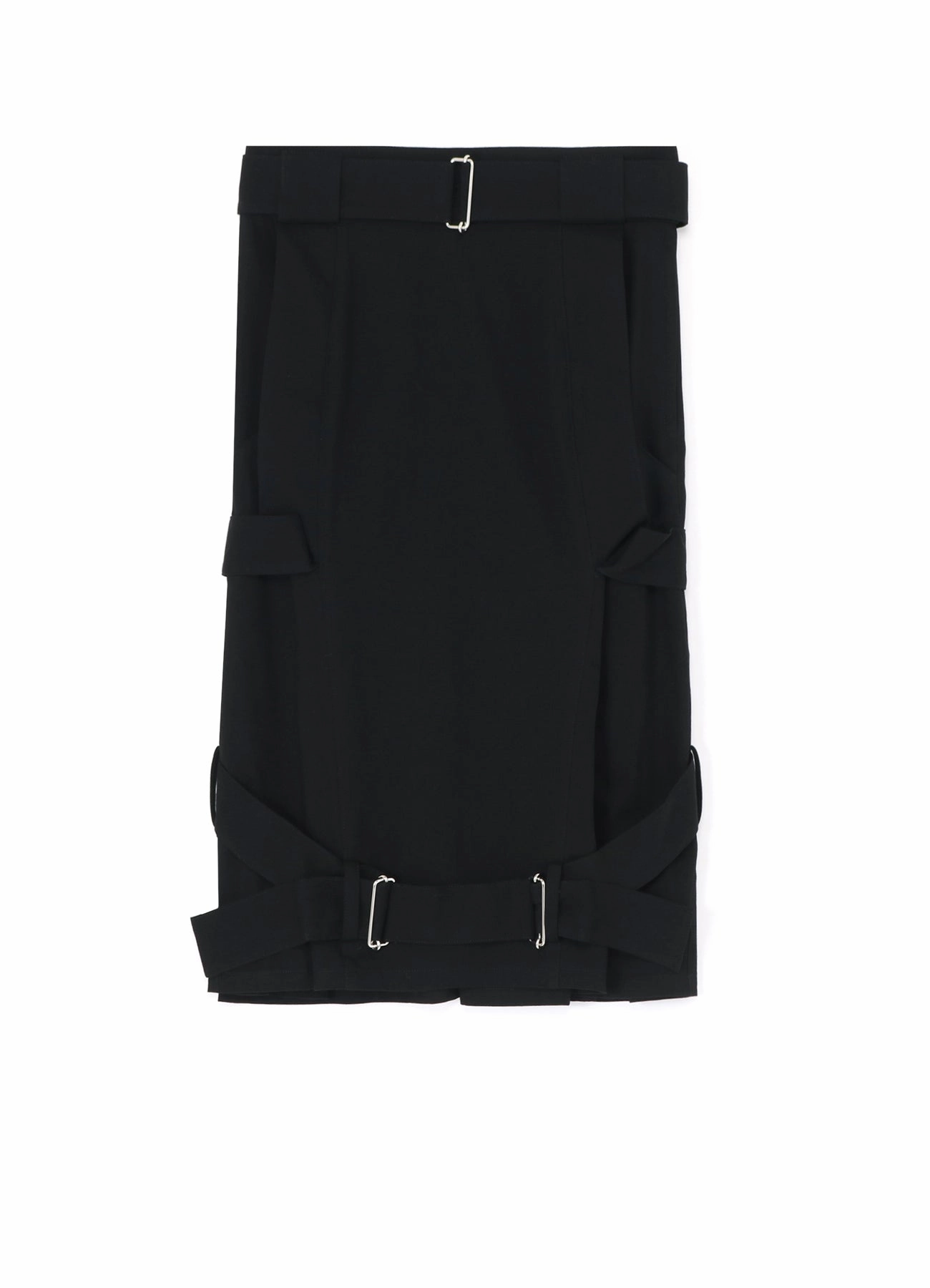 BLACK DENIM CROSSED BELT SKIRT No Gap Waist soft fit