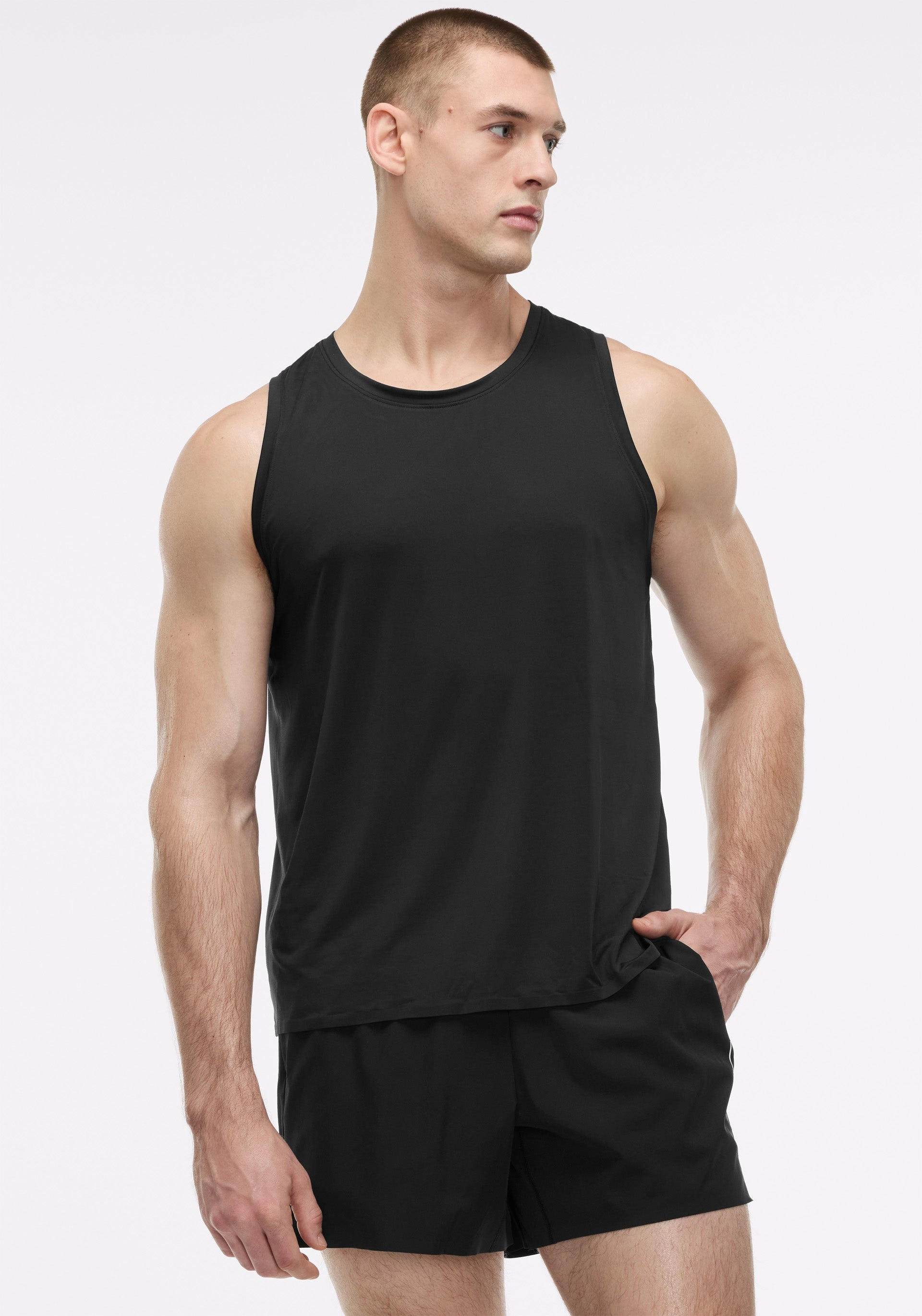 Casual Stretch Ripstop Material Black Run Set