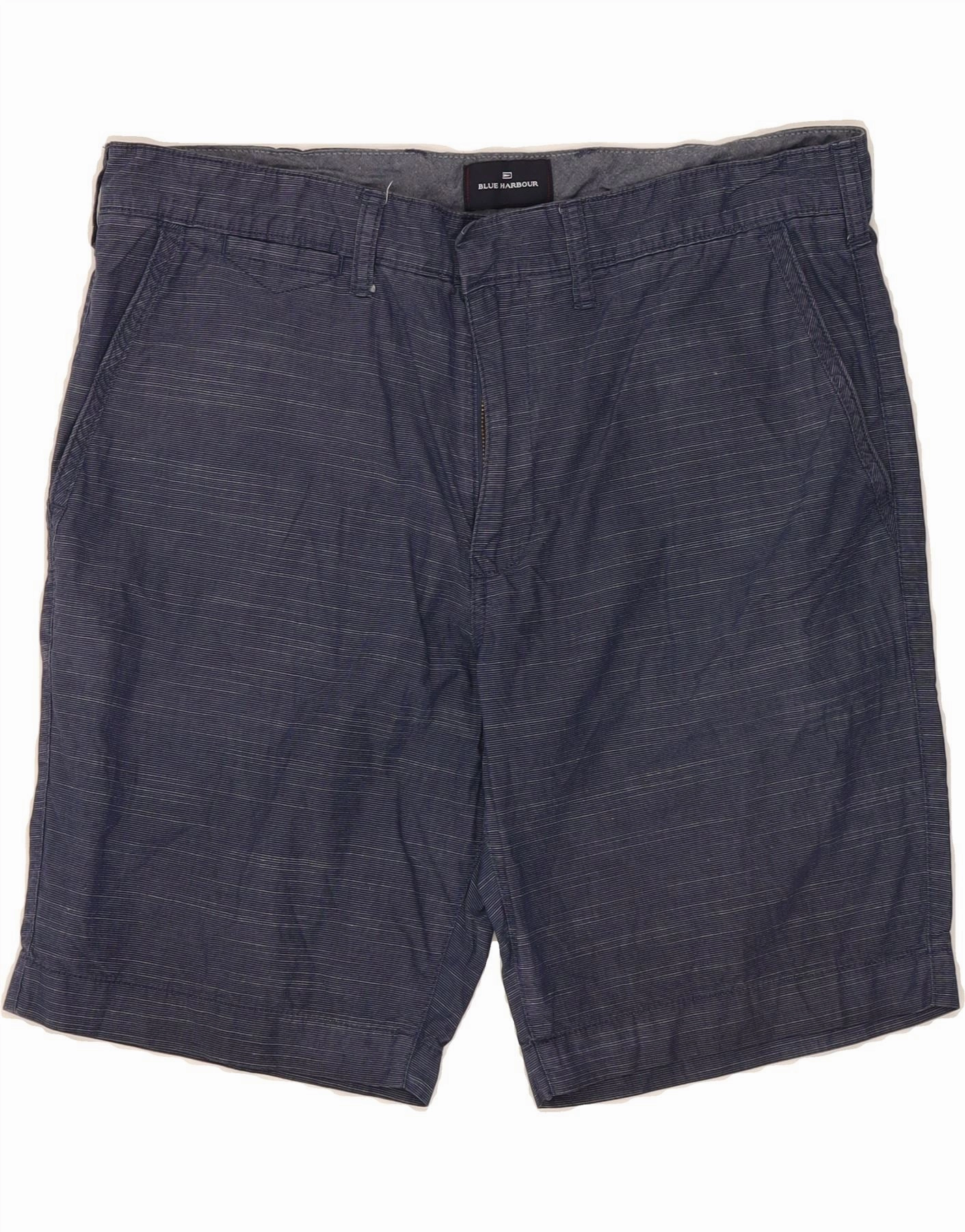 Gothic style BLUE HARBOUR Mens Chino Shorts W34 Large  Navy Blue Pinstripe Cotton