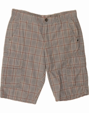 BLUE SIDE Mens Cargo Shorts IT 52 XL W38  Blue Check Cotton Breeze Friendly Flexible Fit Wear