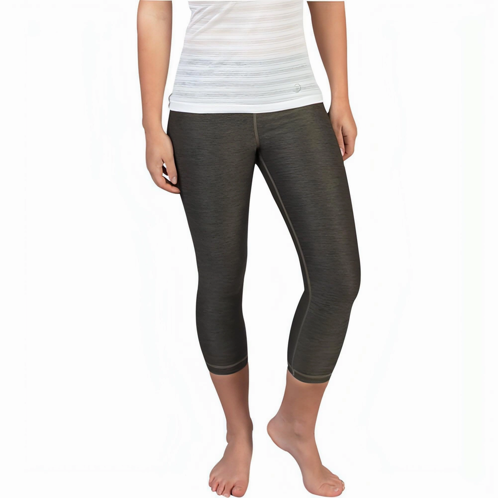 For Teens Thermal Warm Holiday Outfit Quick Dry OgiYogi Reversible Womens 3/4 Capri Training Tights - Green