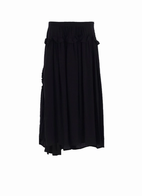 HARD-TWIST SERGE FRILL GATHER SKIRT Solid shade Soft Performance