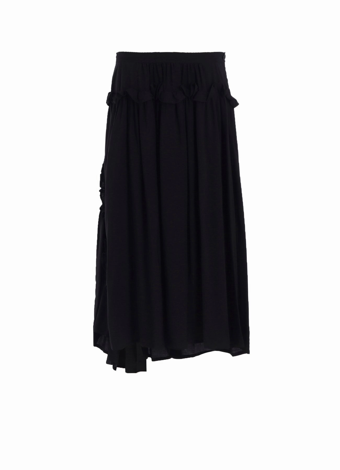 HARD-TWIST SERGE FRILL GATHER SKIRT Solid shade Soft Performance