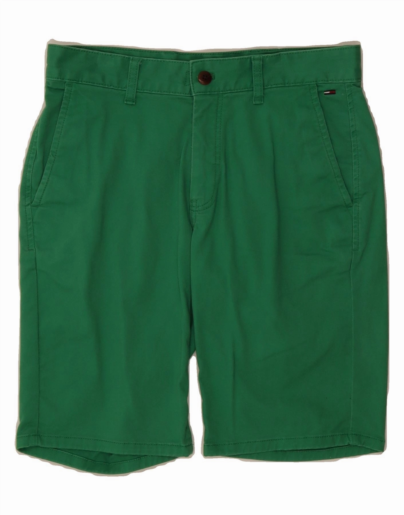 TOMMY HILFIGER Mens Chino Shorts W29 Small Green Cotton Free Fit