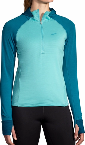 minimalistic Brooks Notch Thermal 2.0 Womens Running Hoody - Blue