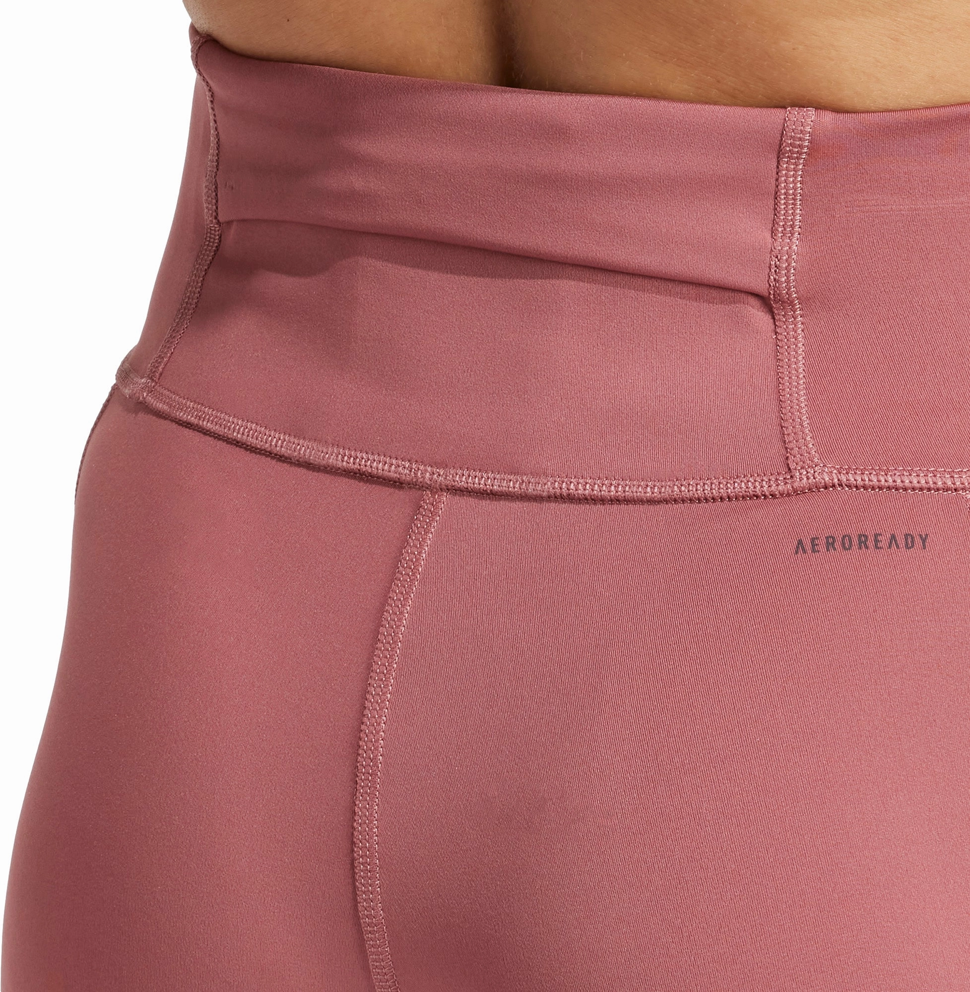 adidas DailyRun 3 Stripes Womens 7/8 Running Tights - Pink Reinforced Stitching