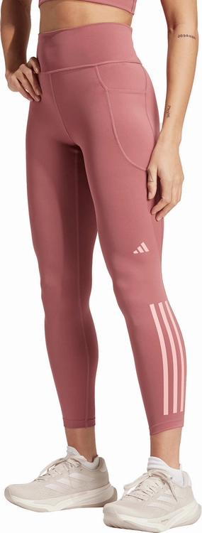 adidas DailyRun 3 Stripes Womens 7/8 Running Tights - Pink Temperature control