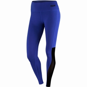 TCA Pro Performance MeshLuxe Womens Long Running Tights - Blue easy pull Chic Comfort Wear