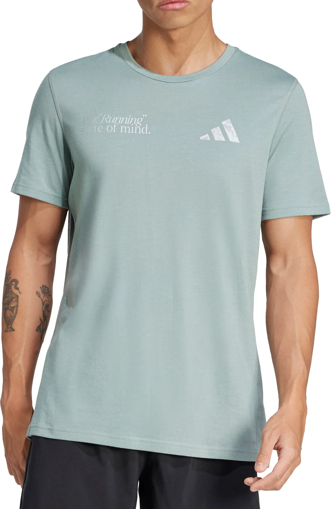 Light Outfit certified adidas Ultimate Metallic Graphic Short Sleeve Mens Running Top - Green