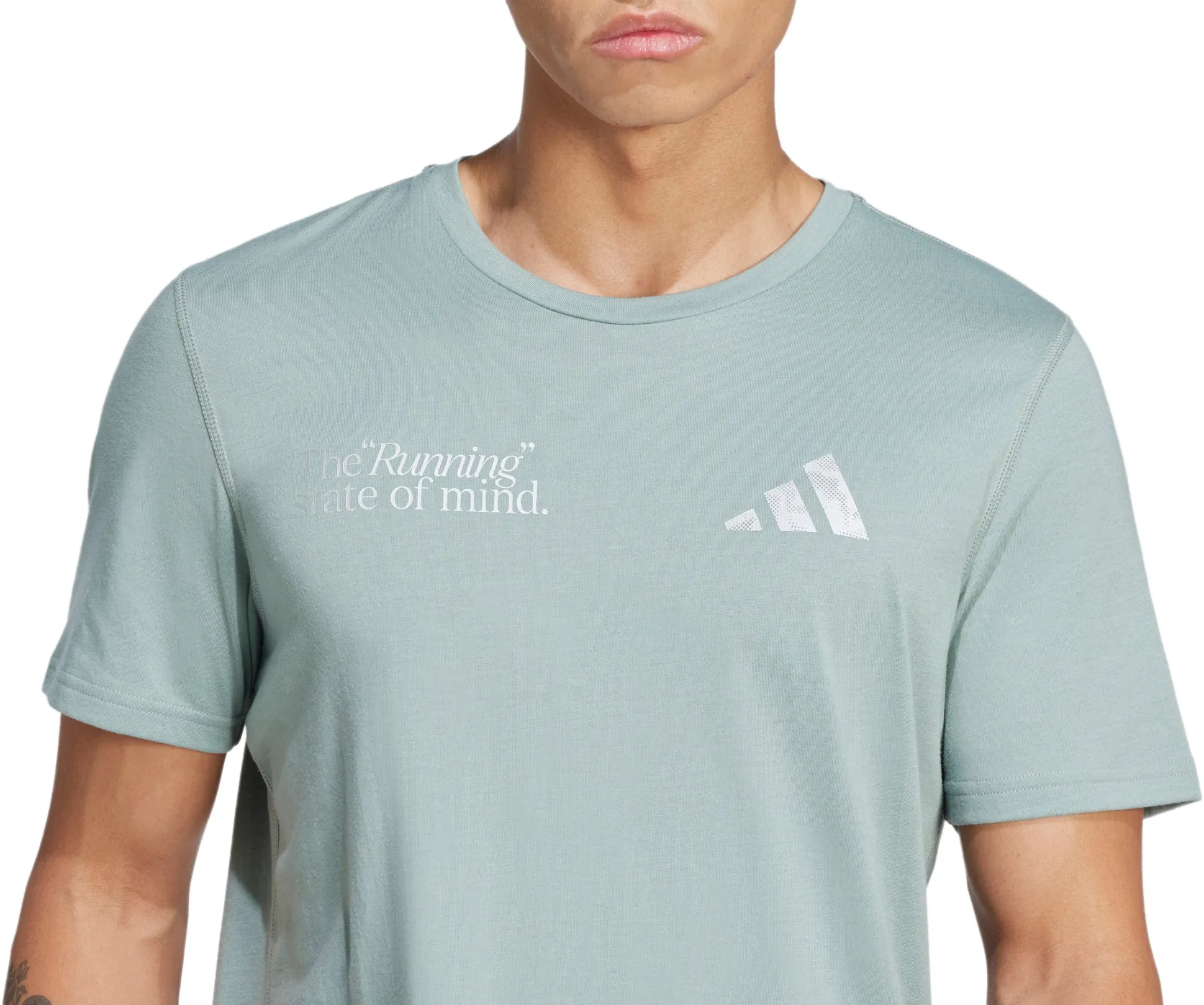 adidas Ultimate Metallic Graphic Short Sleeve Mens Running Top - Green Comfortable Style Zip Up