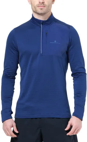 Ronhill Tech Winter Half Zip Long Sleeve Mens Running Top - Blue ThermoregulatingFabric NonRestrictive Cut