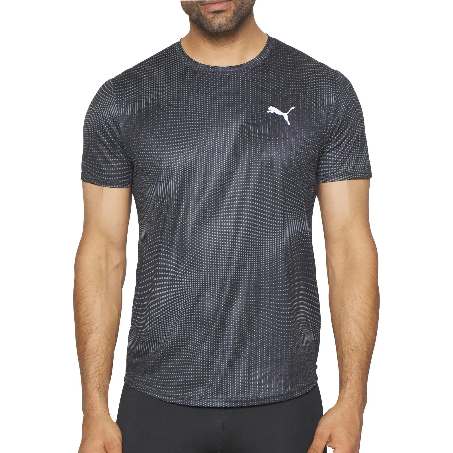 Puma Favourite Short Sleeve Mens Running Top - Black warm weather City Casual